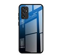 Dedux Case for Samsung Galaxy M23 5G, Gradient Tempered Glass Back Case and Shockproof Silicone Tpu Protective Phone Case Cover (Blue/Black)
