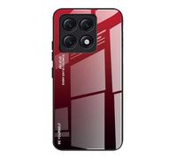 DEDUX Case for Xiaomi 14T, Gradient Tempered Glass Back Case and Shockproof Silicone Tpu Protective Phone Case Cover (Red/Black)