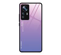 DEDUX Case for Xiaomi Mi 12T Pro 5G, Gradient Tempered Glass Back Case and Shockproof Silicone Tpu Protective Phone Case Cover (Purple)