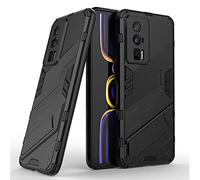 DEDUX Case for Xiaomi Poco F5 Pro, Military Armor Phone Case Cover Hard PC Silicone Tpu Bumper with Foldable Stand. Black