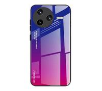 DEDUX Case for Xiaomi Poco F7 Ultra 5G, Gradient Tempered Glass Back Case and Shockproof Silicone Tpu Protective Phone Case Cover (Blue/red)