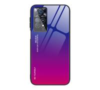 Dedux Case for Xiaomi Redmi Note 11 Pro 5G, Gradient Tempered Glass Back Case and Shockproof Silicone Tpu Protective Phone Case Cover (Blue/red)