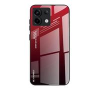 DEDUX Case for Xiaomi Redmi Note 13 Pro 5G, Gradient Tempered Glass Back Case and Shockproof Silicone Tpu Protective Phone Case Cover (Red/Black)