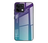 DEDUX Case for Xiaomi Redmi Note 13 Pro 5G, Gradient Tempered Glass Back Case and Shockproof Silicone Tpu Protective Phone Case Cover (Purple/Green)