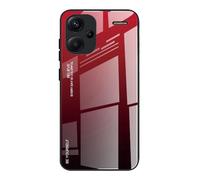 DEDUX Case for Xiaomi Redmi Note 13 Pro Plus 5G / Redmi Note 13 Pro+ 5G, Gradient Tempered Glass Back Case and Shockproof Silicone Tpu Protective Phone Case Cover (Red/Black)