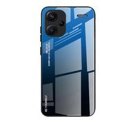 DEDUX Case for Xiaomi Redmi Note 13 Pro Plus 5G / Redmi Note 13 Pro+ 5G, Gradient Tempered Glass Back Case and Shockproof Silicone Tpu Protective Phone Case Cover (Blue/Black)