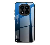 DEDUX Case for Xiaomi Redmi Note 14 Pro 5G, Gradient Tempered Glass Back Case and Shockproof Silicone Tpu Protective Phone Case Cover (Blue/Black)