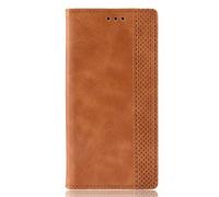DEDUX Flip Case Compatible with Huawei Y6s, Retro Leather Wallet Cover Magnetic Closure Folio Stand with Card Slots, Brown