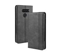 DEDUX Flip Case Compatible with LG K50S, Retro Leather Wallet Cover Magnetic Closure Folio Stand with Card Slots, Black