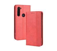 DEDUX Flip Case Compatible with Motorola Moto G Pro, Retro Leather Wallet Cover Magnetic Closure Folio Stand with Card Slots, Red