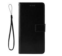 Dedux Flip Case Compatible with Motorola Moto G8 Plus, Retro Leather Wallet Cover Magnetic Closure Folio Stand with Card Slots and Lanyard, Black