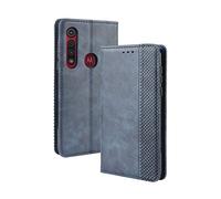 DEDUX Flip Case Compatible with Motorola Moto G8 Plus, Retro Leather Wallet Cover Magnetic Closure Folio Stand with Card Slots, Blue