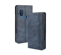 DEDUX Flip Case Compatible with Motorola One Hyper, Retro Leather Wallet Cover Magnetic Closure Folio Stand with Card Slots, Blue