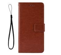 DEDUX Flip Case Compatible with Motorola One Hyper, Retro Leather Wallet Cover Magnetic Closure Folio Stand with Card Slots and Lanyard, Brown