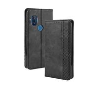 DEDUX Flip Case Compatible with Motorola One Hyper, Retro Leather Wallet Cover Magnetic Closure Folio Stand with Card Slots, Black