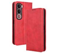 DEDUX Flip Case for vivo V21D, Retro Leather Wallet Cover Magnetic Closure Folio Stand with Card Slots. Red