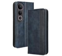 DEDUX Flip Case for vivo V50 Lite 5G, Retro Leather Wallet Cover Magnetic Closure Folio Stand with Card Slots. Blue