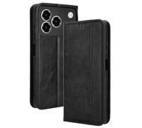 DEDUX Flip Case for ZTE Blade A76 4G, Retro Leather Wallet Cover Magnetic Closure Folio Stand with Card Slots. Black
