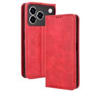 DEDUX Flip Case for ZTE Blade A76 4G, Retro Leather Wallet Cover Magnetic Closure Folio Stand with Card Slots. Red