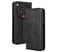 DEDUX Flip Case for ZTE nubia Focus 2 5G, Retro Leather Wallet Cover Magnetic Closure Folio Stand with Card Slots. Black
