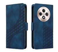 DEDUX Flip Embossed Case for Oppo Reno 12F 4G / Reno 12 FS 5G / Reno12 F 5G Phone Case, Premium PU Leather Case, Foldable Flip TPU Card Slots Magnetic Closure Stand Function Cover. Dark blue