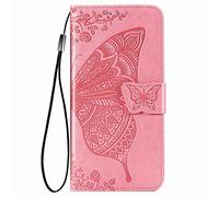 DEDUX Flip Wallet Case for Xiaomi 15T Pro 5G, 3D Embossed Butterfly Rose Flower PU Leather Kickstand ID Credit Card Slots, Folio Flip Cover with Card Holder. Pink