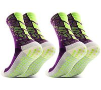 Dee Plus Anti Slip Ankle Socks, Women Men Sports Non-Slip Football Socks, Anti Skid Grip Socks, Rubber Pads, Basketball, Soccer, Hiking, Running, Trekking (Black Green White Purple Gray Pink Orange)