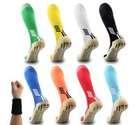 Dee Plus Anti-Slip Compression Socks | Long Over-the-Calf Sports Socks for Football Basketball Soccer | Non-Slip Rubber Grip | Men & Women Running Hiking Cycling Gym (11 Colour Options)