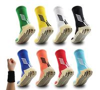 Dee Plus Anti-Slip Sports Socks with Textured Sole | Non-Slip Unisex Barefoot Socks for Football, Basketball, Yoga, Fitness, Pilates | Indoor/Outdoor Multi-Sport Use | 11 Colours (2 Pair Blue)