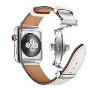 Dee Plus Leather watch strap Compatible for apple watch 45 44 42 41 40 38mm, Stainless Steel Butterfly Buckle Genuine Leather Sports Classic Replacement band for iWatch Series 9 8 7 6 SE 5 4 3 2 1