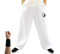 Dee Plus Taichi Lantern Pants Tai Chi Training Pants | Kung Fu Taichi Uniforms Martial Arts | Tai chi Clothing Qigong Wing Chun Shaolin Wide Legs Knickerbocker Clothing Cotton - 2 Pockets White
