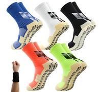 Dee Plus Toddlers Socks Baby Kids Anti Slip Socks Boys Girls Walker Ankle Socks Non-Slip Sports Socks with Grip Running Outdoor Football Socks for Age 3-5 (Fluorescent)