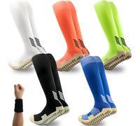 Dee Plus Toddlers Socks for Age 3-5 Anti Slip Sock Kids Boys Girls Knee High Long Socks Non-Slip Sports Socks with Grip Compression Socks (Black)