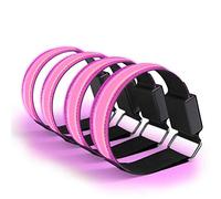 Deeabo 4pcs LED Armband, 4pcs Luminous Arm Bands, 3 Lighting Modes USB Reflective Band Bracelets, Adjustable Flashing Safety Ankle Armband Slap for Outdoor Jogging Cycling Running Sport, Pink