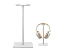 Deear Headphone Stand Gaming Headset Holder Universal Aluminum Metal Headphone Holder Hanger with Aluminum Supporting Bar Flexible Headrest ABS Solid Base for All Headphone,White