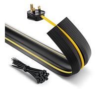 Deeba UK Floor Cable Cover Protector with Pack of Cable Ties | Heavy Duty Wire Cover & Non-Slip Base, Protect Cables & Prevent Trip Hazards | Ideal for Offices, Retail, Gyms, Factories & Garages (10M)