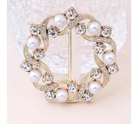 deebow 3pcs Pearl Crystal Rhinestone Scarf Shirt Belt Clip Ribbon Buckle Pearl Buckle Corner Hem Knotted Buttons Ring Accessories