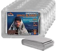 Deecam 12 Pack Mylar Emergency Thermal Foil Survival Space Blankets