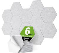 Deecam 6 Packs Self-adhesive Sound Proofing Panels, 12" X 10" X 0.4" Adhesive Acoustic Panels, Acoustic Insulation Panels for Recording Studio, Office (Grey)