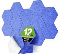 Deecam Acoustic Plates Self-Adhesive, 12 Pieces, 30x26x1 cm, High Density Hexagonal Sound Insulation Plates, Noise Reducing Foam, Flame Retardant, Absorbent Noises and Echos Indoor, Room Decoration