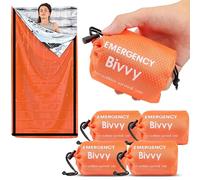 Deecam Emergency Sleeping Bag, 4 Pack Survival Bivy Sack Mylar Thermal Emergency Blanket Waterproof Lightweight Portable Shelter for Camping Gear Hiking Travel Outdoor Activities Backpacking