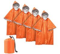Deecam Emergency Survival Poncho, 4 Pack Mylar Thermal Survival Blankets, Emergency Foil Blanket, Heat Retention and Rainproof, Suitable for Ourdoor, Hiking, Camping Gear, Travelling
