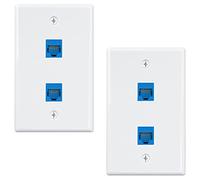 Deechate 2-Pack 2 Port Ethernet Wall Plate, RJ45 Cat6 Female to Female Jack Inline Coupler Face Plates, 2-Port