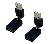 Deechate 2X Black USB 2.0 Male to USB Female 360 Degree Rotation Angle Extension Adapter
