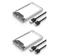Deechate 2X Transparent White HDD Case for Hard Box 2.5 Inch HDD Enclosure to USB 3.0 Type-C 3.1 External Hard Drive Case