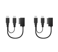 Deechate 2X USB2.0 to 6+7 13Pin Slimline Slim Cable with External USB 2.0 Power Supply for Laptop CD-ROM DVD-ROM ODD Adapter