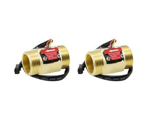 Deechate 2X Water Sensor Hall Meter 1 Inch External Wire Copper Water Sensor Turbine Meter