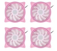 Deechate 4pcs 12Cm Cooling Fan Aperture Inside and Outside Light Pink LED Silent High Wind Volume Computer RGB Cooling Fan
