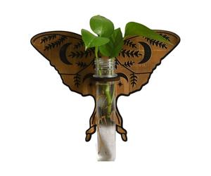 Deechate Butterfly Wall Mounted Breeding Station, Wooden Hanging Plant Stand, Plant Stand with Plastic Tubes, Hydroponic Plants B