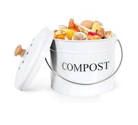 Deechate Kitchen Compost Bin for Kitchen Countertop 1 Gallon Countertop Composter with Lid for Kitchen with Lid, Rust Proof Indoor Food Waste Bin White